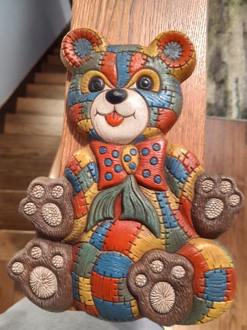 1979 Foam Craft Multicolored Teddy Bear Wall Art